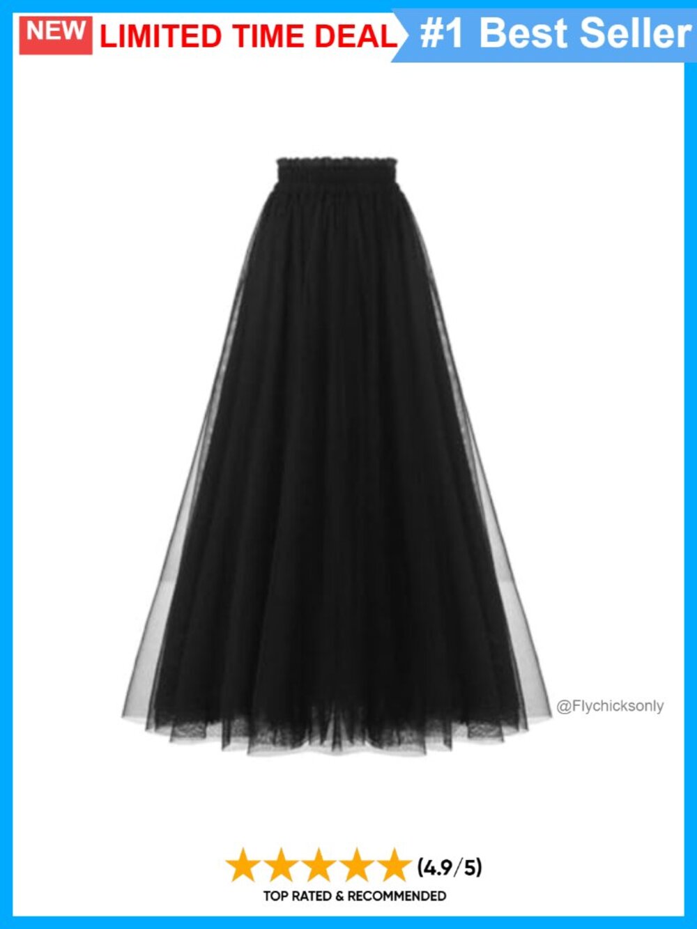 Tulle Skirt A-Line Layered Mesh Tutu High Waist Flowy Ruffle